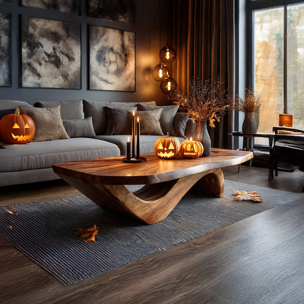 Mid Century Solid Coffee Table Livingroom Decor Trick Or Treat, solid wood, built to order