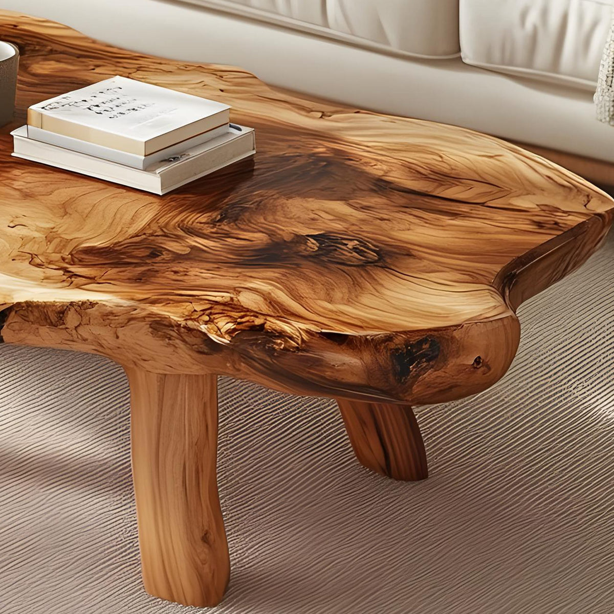 Functional Vintage Natural Coffee Table, solid wood, built to order