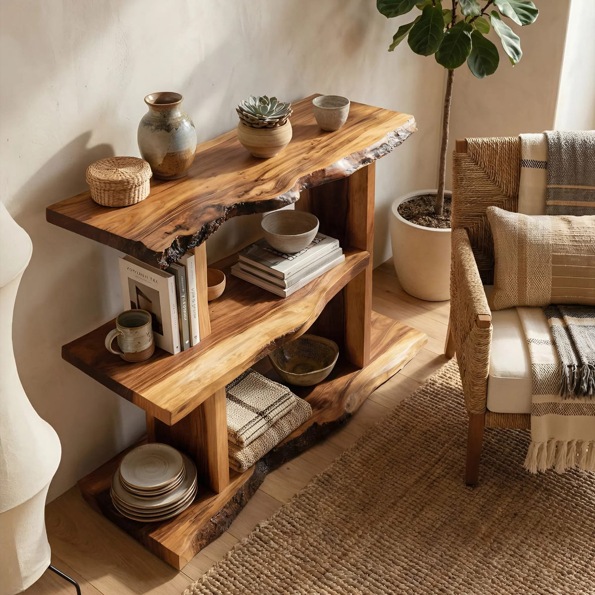 Live Edge Storage Wall Shelf