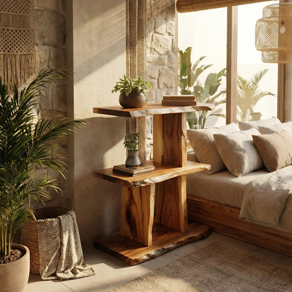 Live Edge Multi-tier Wall Shelf