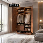Minimalist Textured Surface Wardrobe, solid wood, built to order