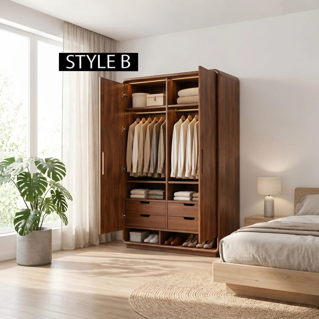 Minimalist Textured Surface Wardrobe, solid wood, built to order