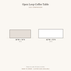Sculptural Coffee Table with Open Loop Base - size comparison, all available sizes drawn to scale