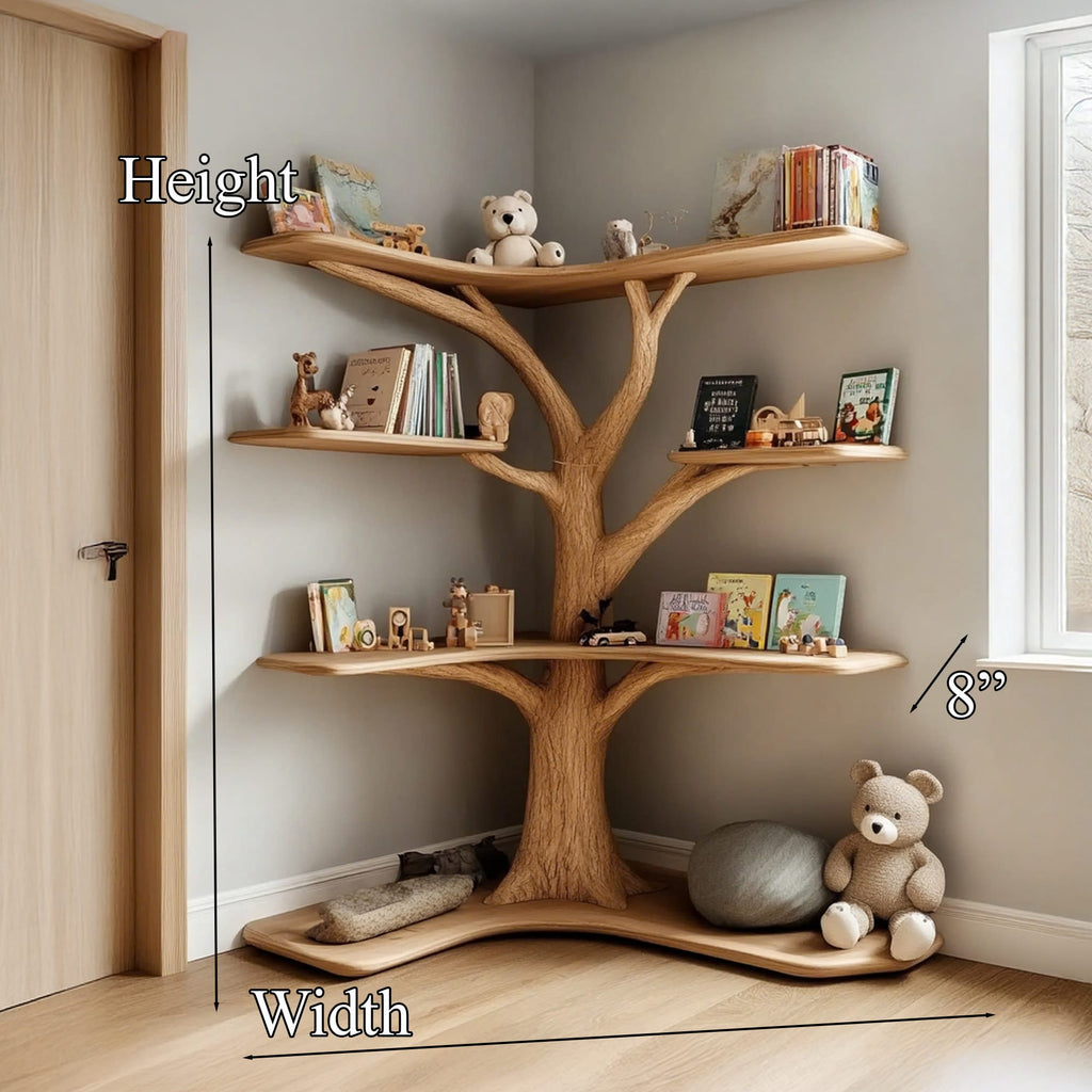 Kids Custom Tree Bookcase Decor Home Birthday Gift, solid wood, built to order