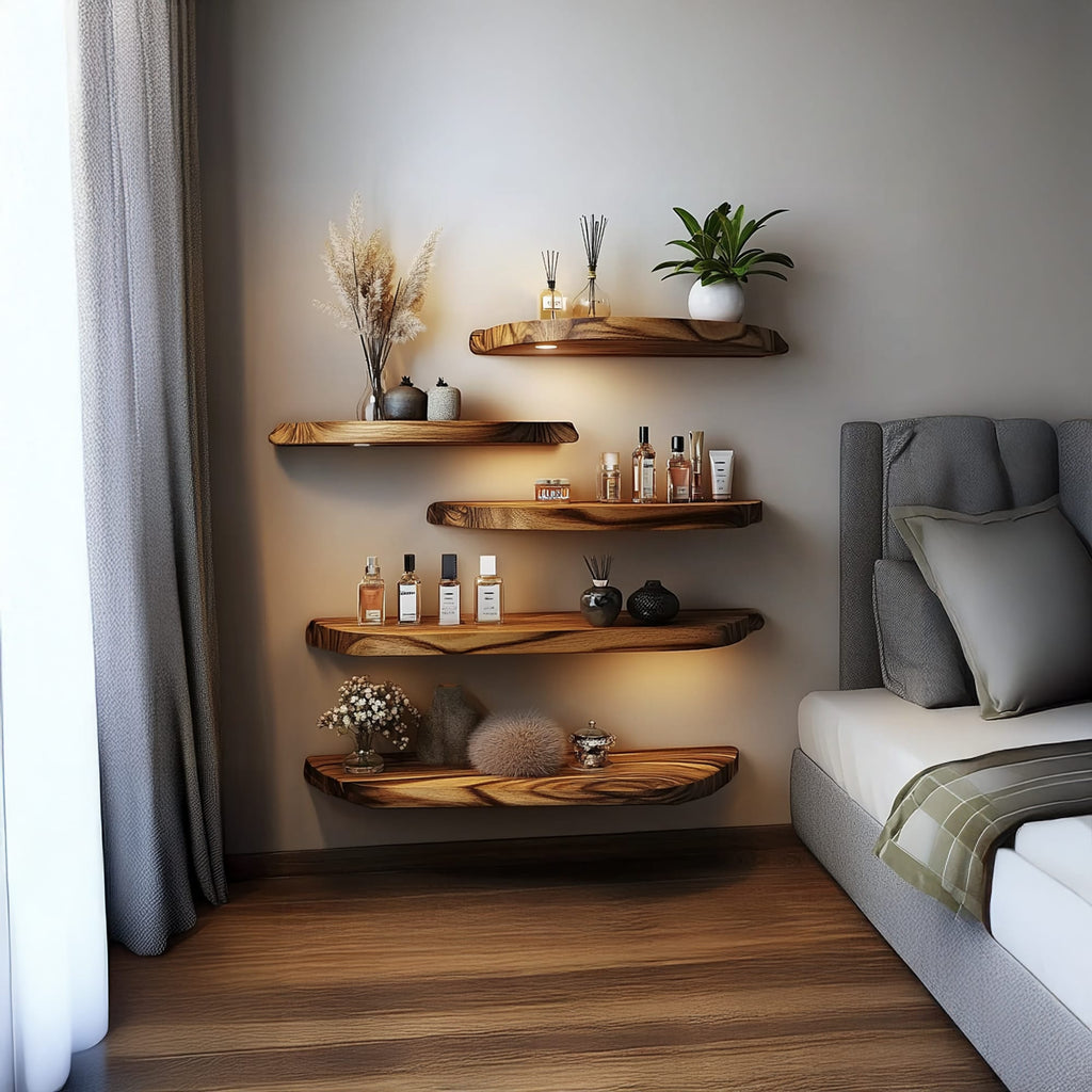 Floating Wall Shelves Custom Solid Decor Living Room Gift Sets, solid wood, built to order
