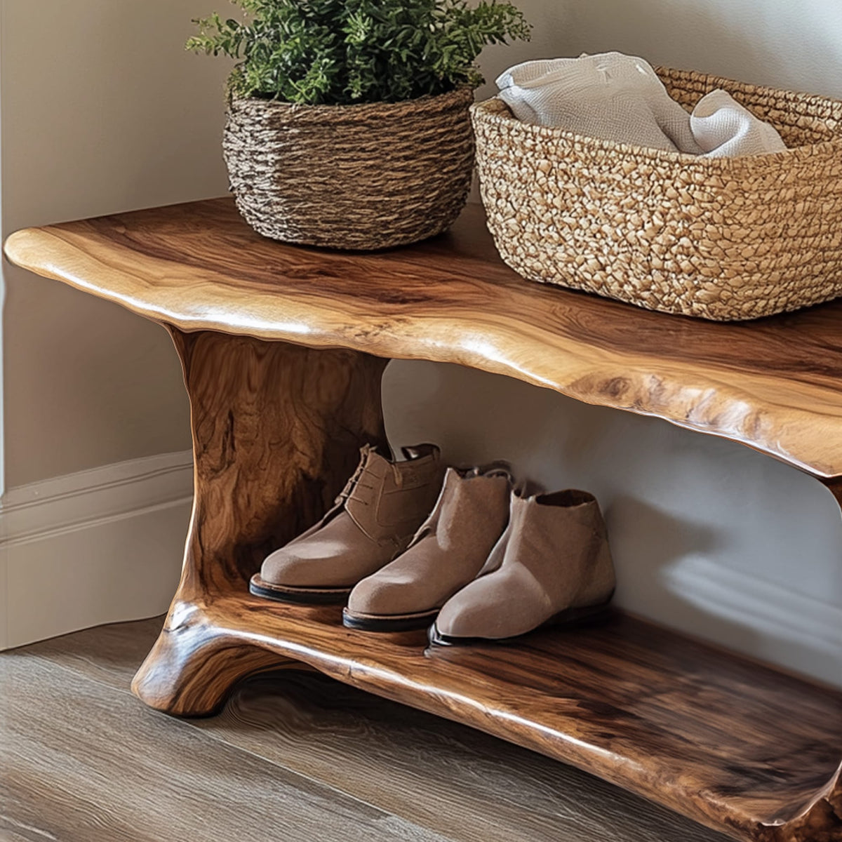 Handmade Entryway Shoe Bench Rack Livingroom Furniture, solid wood, built to order