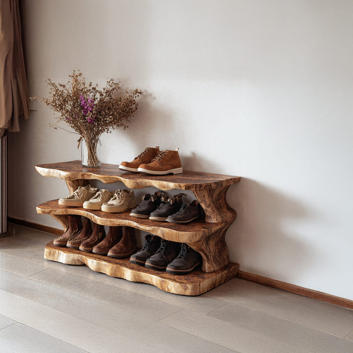 Floating Style Wooden Shoe Bench, solid wood, built to order