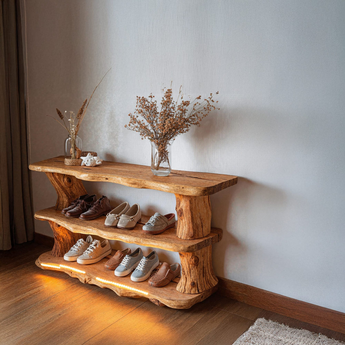 Handmade Shoe Storage Bench, solid wood, built to order