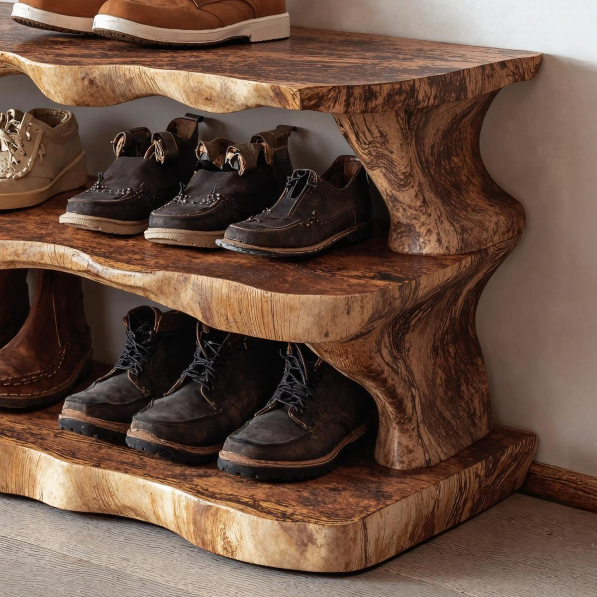 Floating Style Wooden Shoe Bench, solid wood, built to order