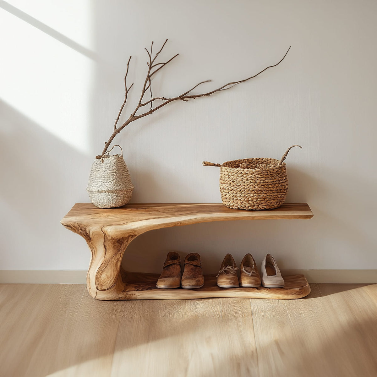 Custom Wood Shoe Bench Rack Shoe Storage, solid wood, built to order