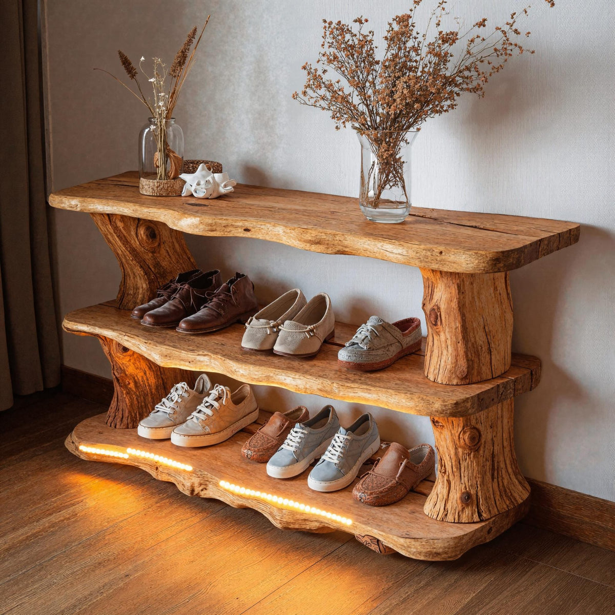 Handmade Shoe Storage Bench, solid wood, built to order