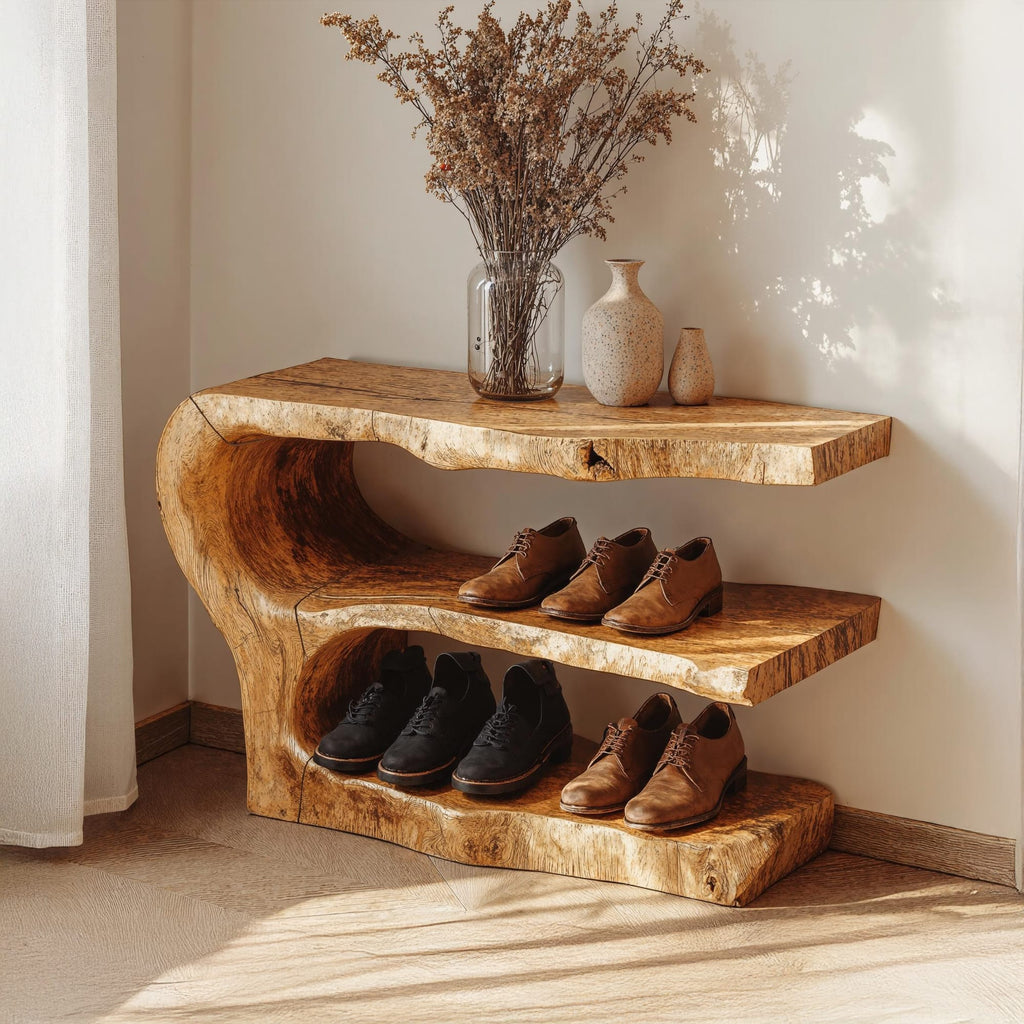 3-tier Wooden Shoe Rack Bench for Organizing Shoes & Bags, solid wood, built to order