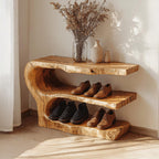 3-tier Wooden Shoe Rack Bench for Organizing Shoes & Bags, solid wood, built to order