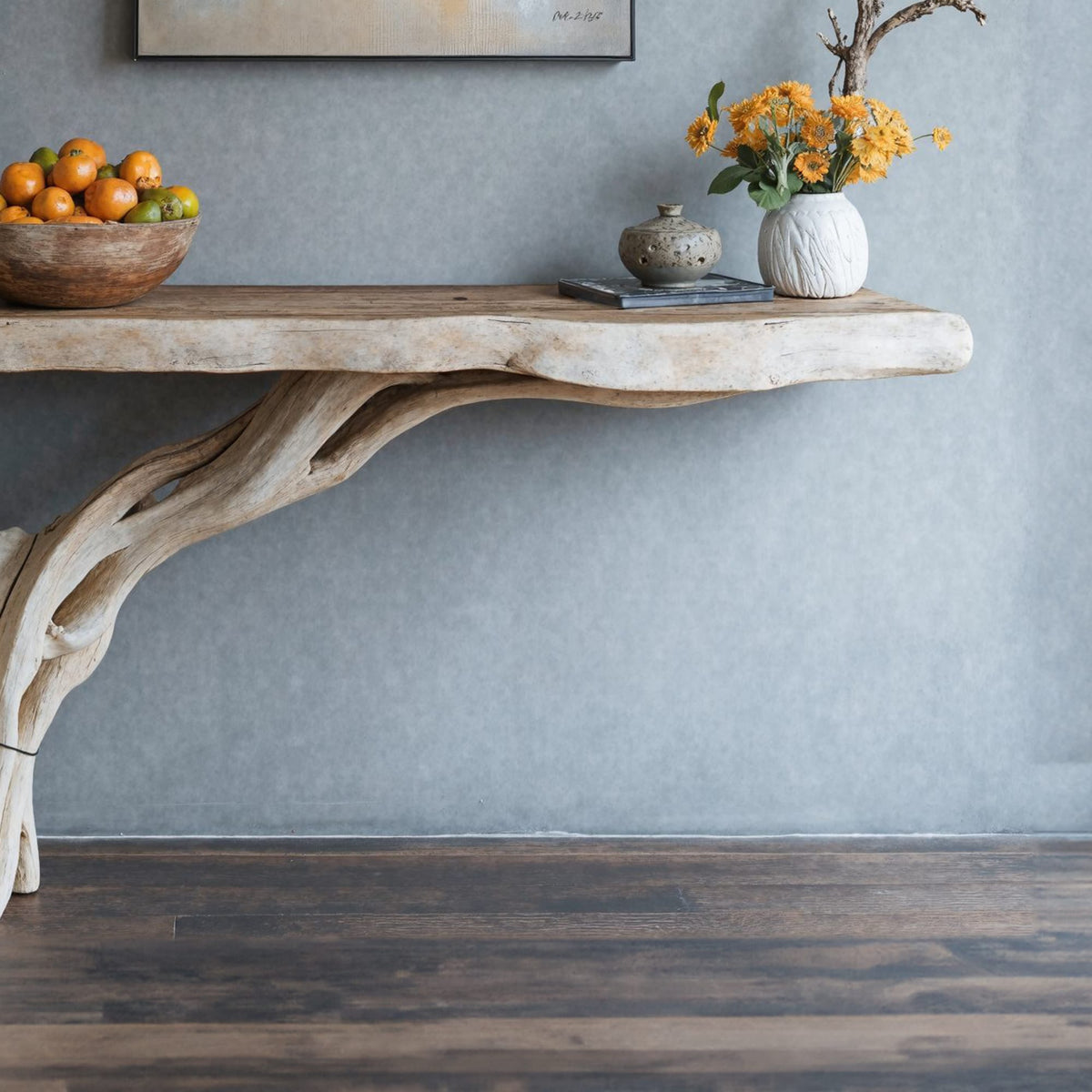 Floating Edge Console Table Handcraft Table Decor, solid wood, built to order
