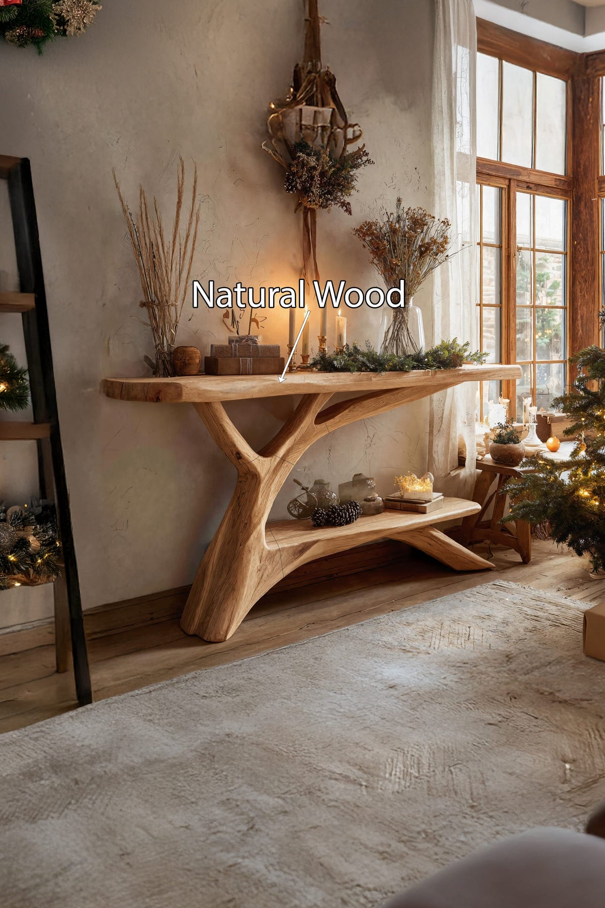 Solid Retro Mid Century Console Table