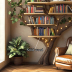 Black Tree Bookshelf Floating Shelf Bookcase, solid wood, built to order