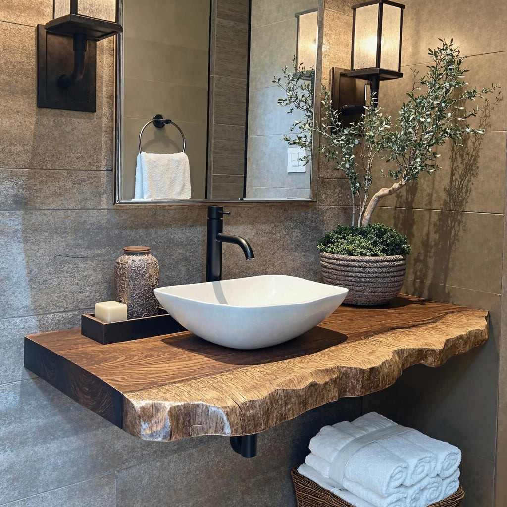 Floating Vanity Shelf, solid wood, built to order