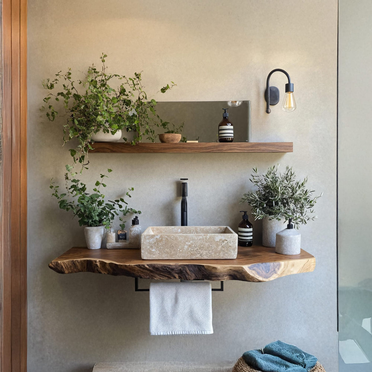 Handcrafted Live Edge Vanity, solid wood, built to order