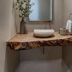Mid Century Solid Vanity Bathroom Remodel, solid wood, built to order