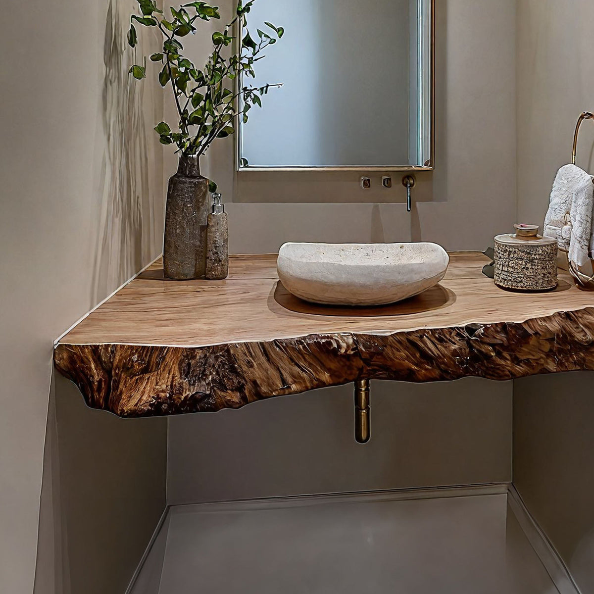 Mid Century Solid Vanity Bathroom Remodel, solid wood, built to order