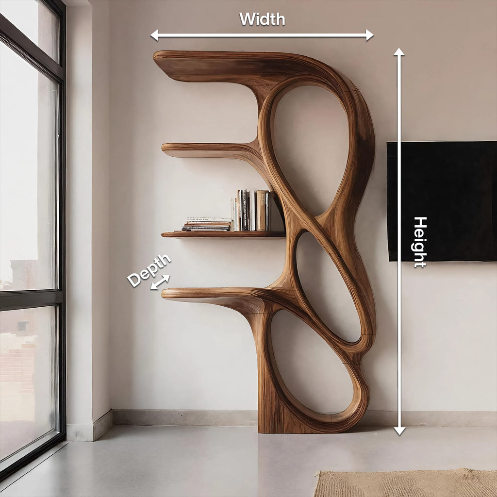 Contemporary Art Bookshelf, solid wood, built to order