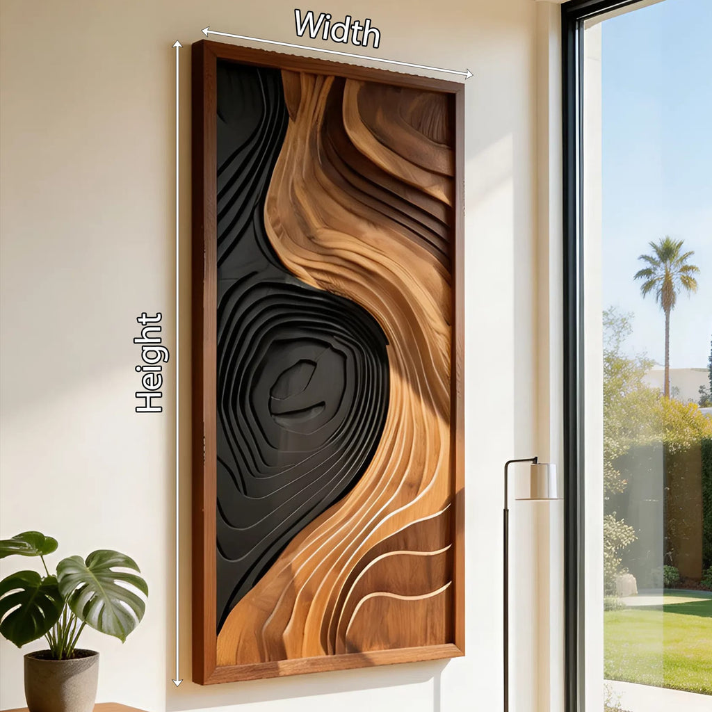 Contemporary Abstract Wall Art Panel, solid wood, built to order