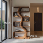 Organic Sculptural Bookshelf with Wavy Design, solid wood, built to order, view 8