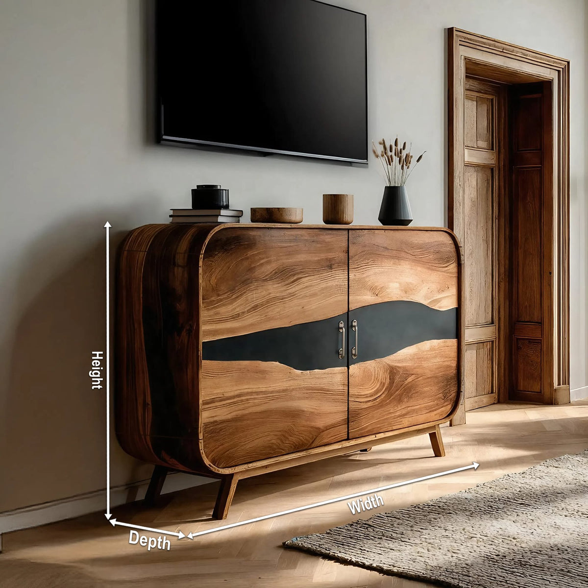 Live Edge Media Solid TV Cabinet
