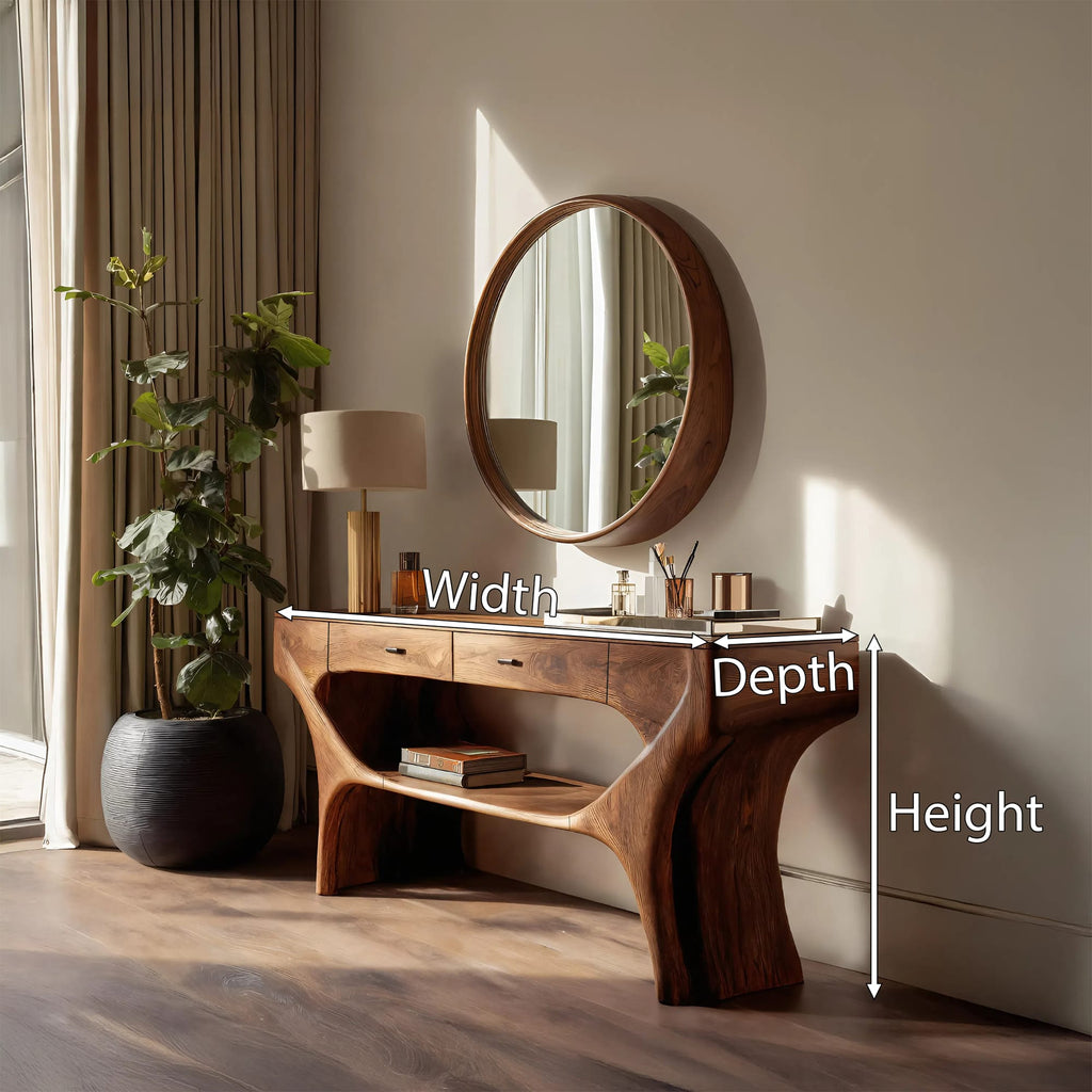 Artistic Vanity Table with Drawers, solid wood, built to order