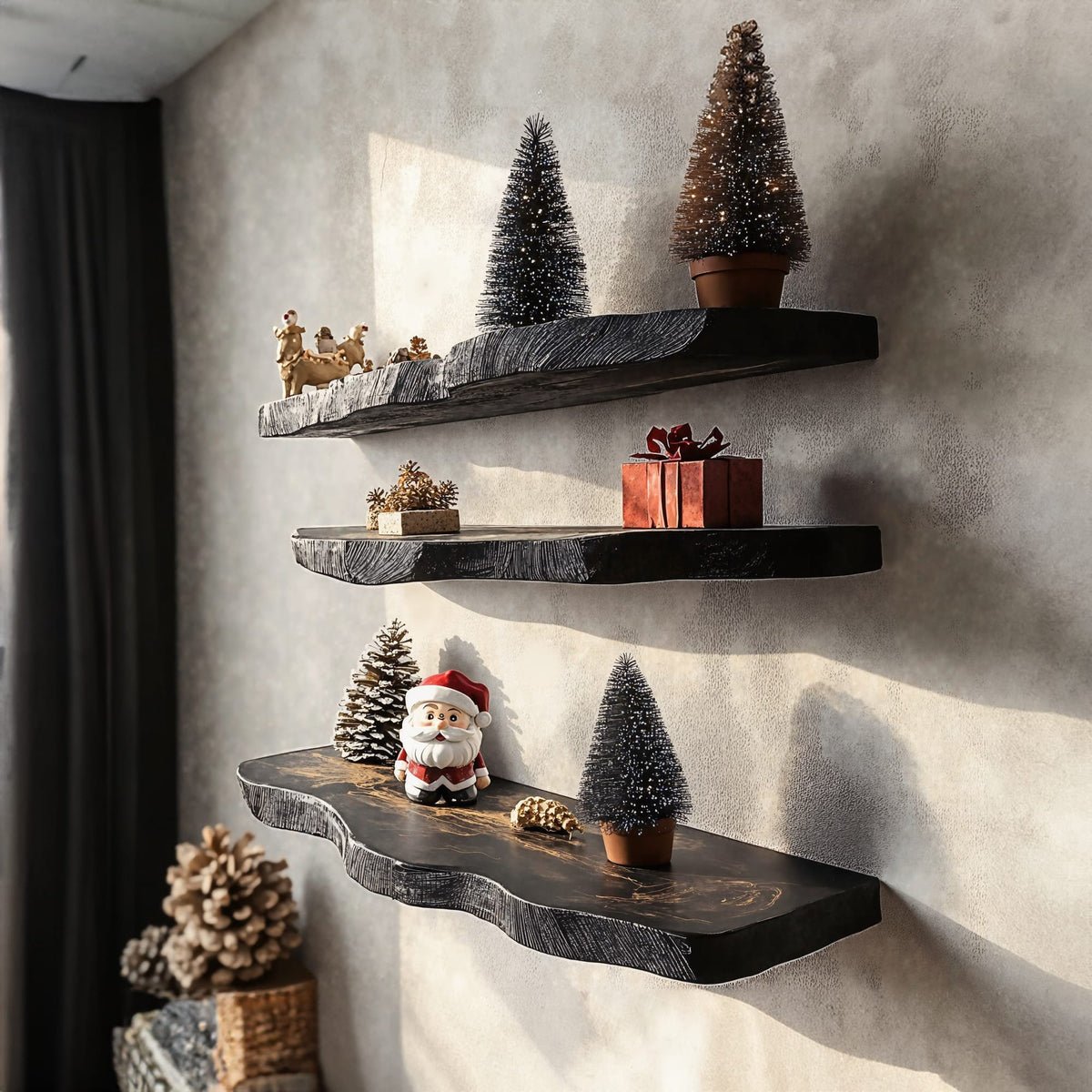 Black Floating Shelf Live Edge Floating Shelf Plans, solid wood, built to order