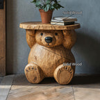 Handcrafted End Table Bear Side Table, solid wood, built to order