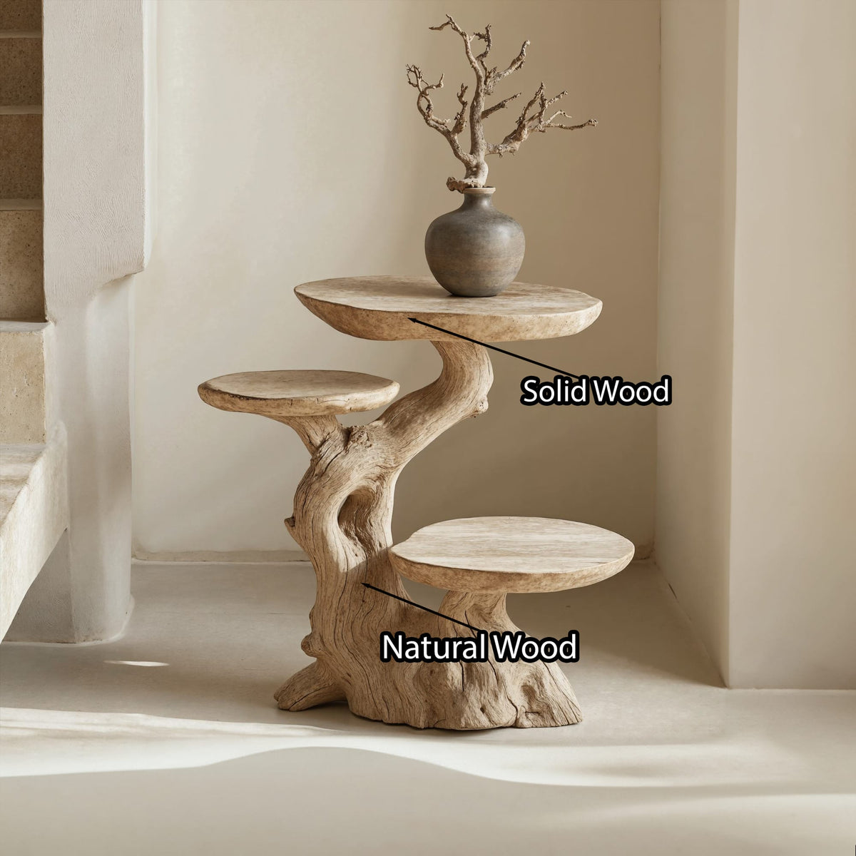 Multi-tier Live Edge Side Table