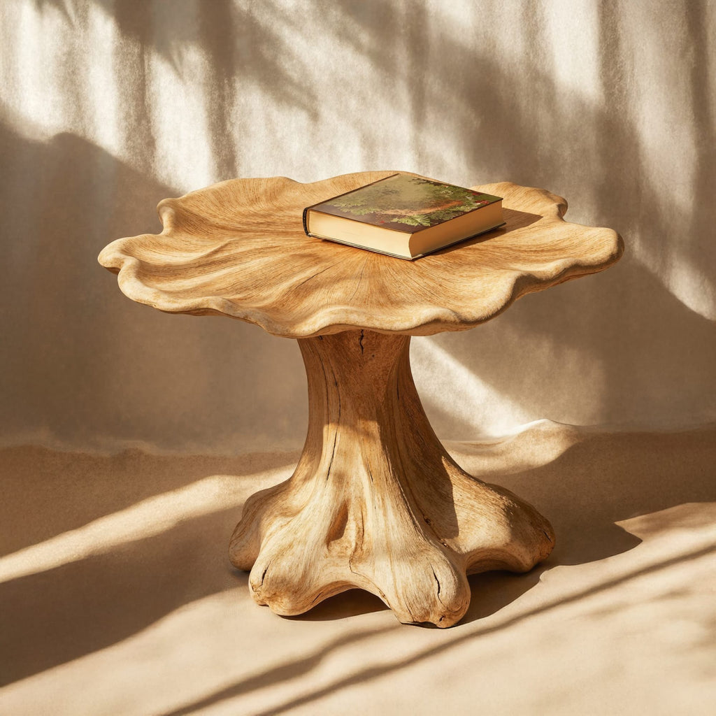 Minimalist Mushroom End Table, solid wood, built to order