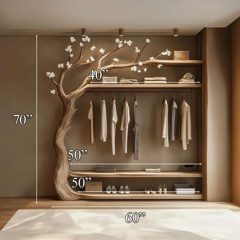 Handmade Clothes Racks Tree Shelves Tier Shelves Decor Room Gift, solid wood, built to order