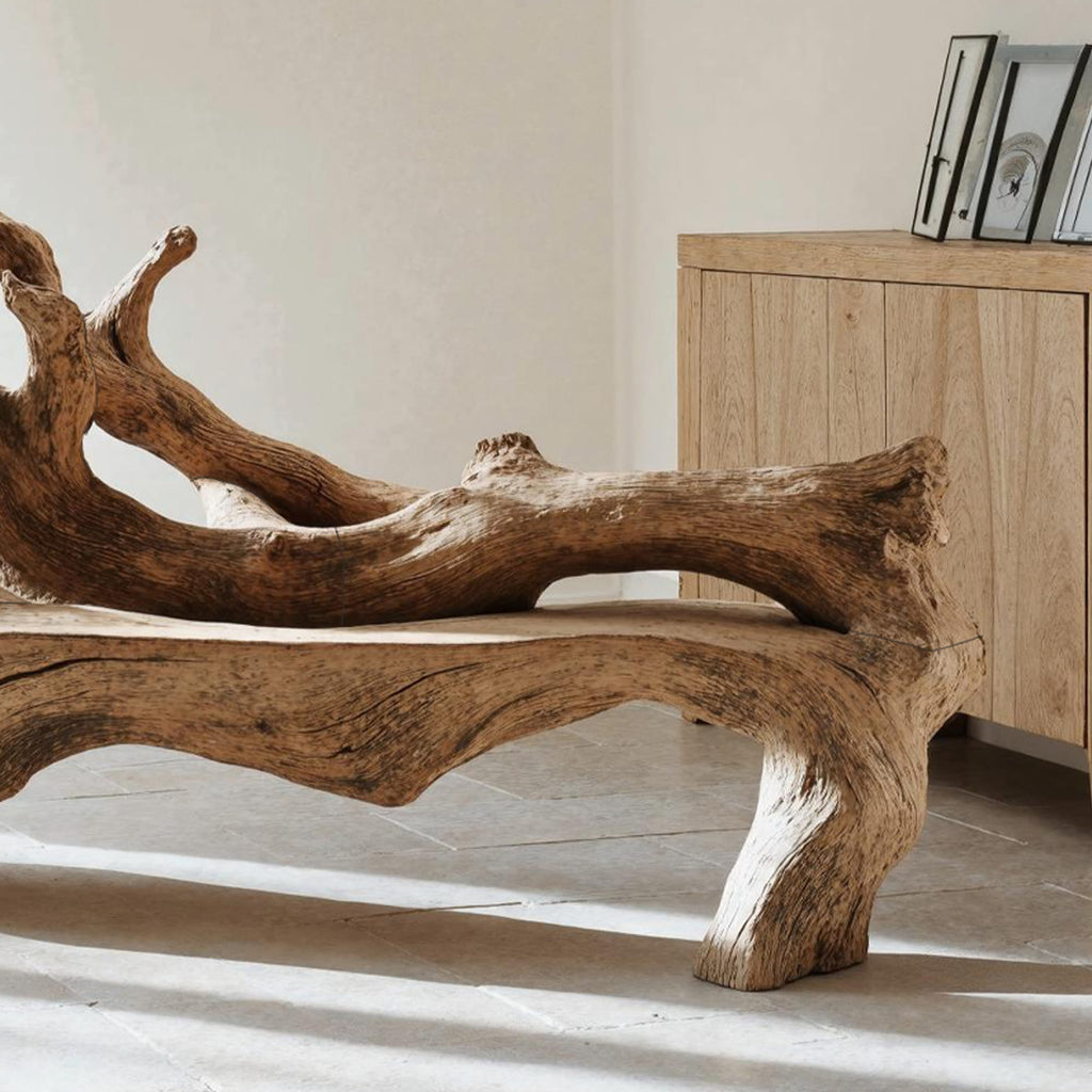 Handcrafted Branch Bench, solid wood, built to order