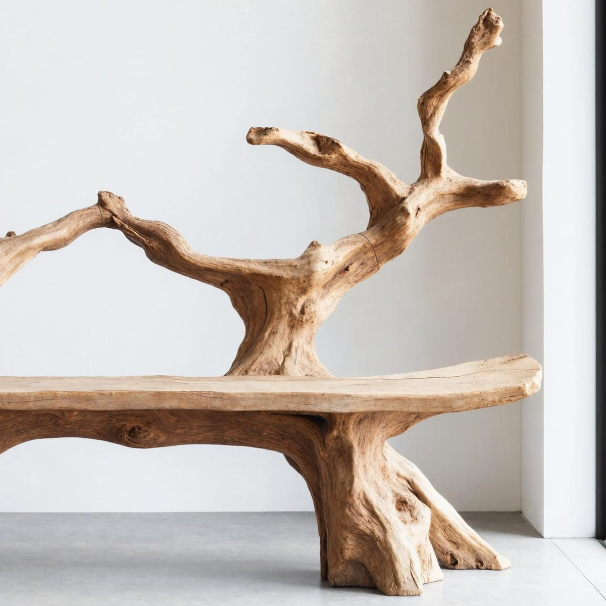Mid Century Live Edge Bench, solid wood, built to order