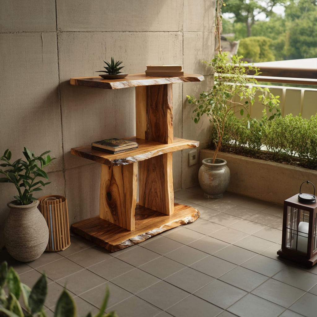 Live Edge Multi-tier Wall Shelf