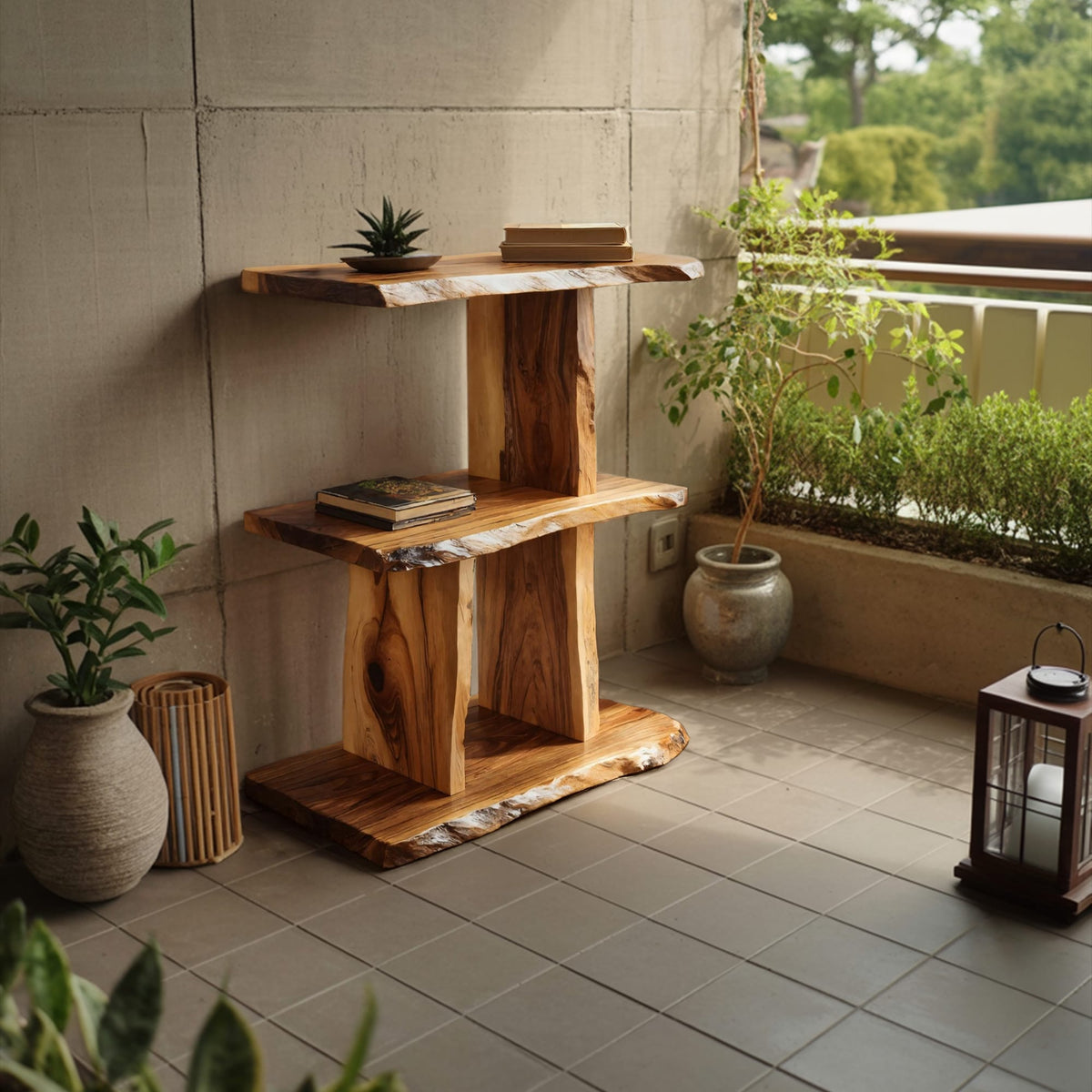Live Edge Multi-tier Wall Shelf