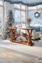 Live Edge Sleek Mid Century Console Table