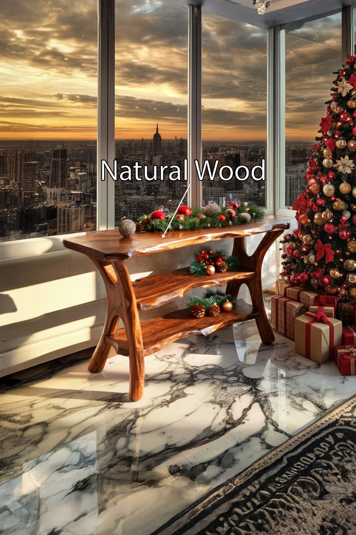 Live Edge Slab Solid Console Table