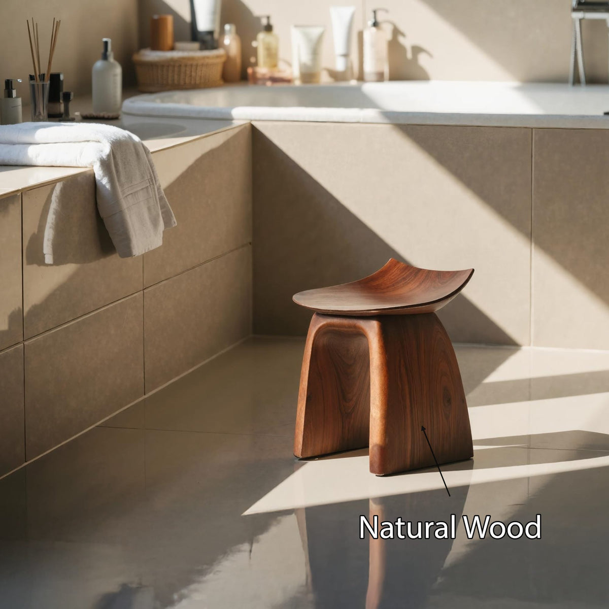 Mid Century Shower Bench, solid wood, built to order