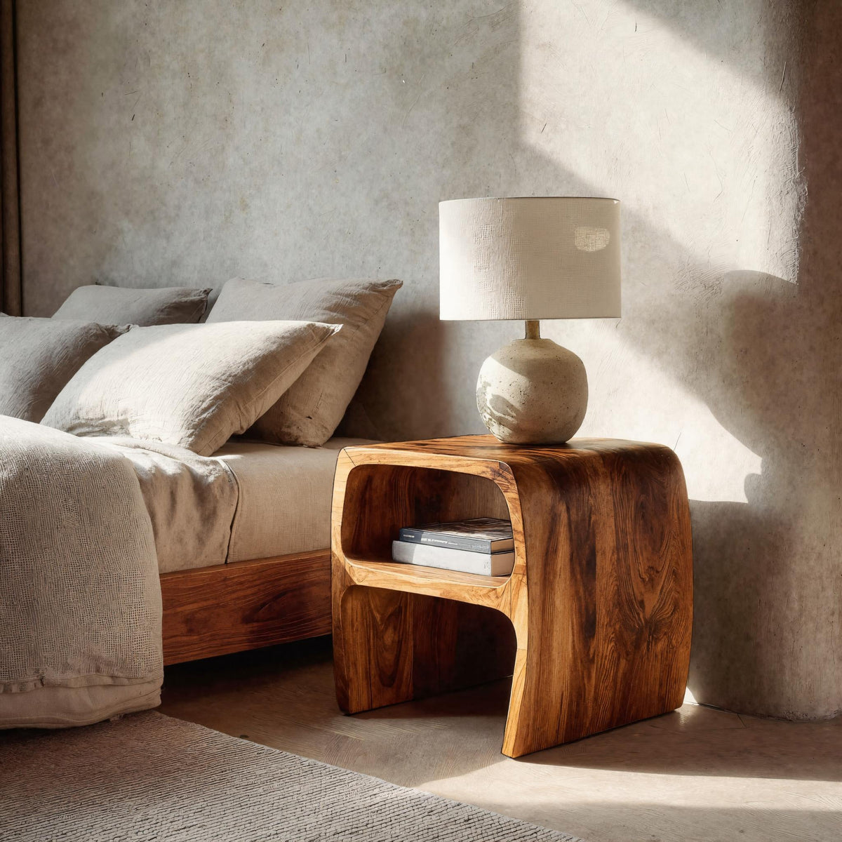 Sculptural Open Nightstand