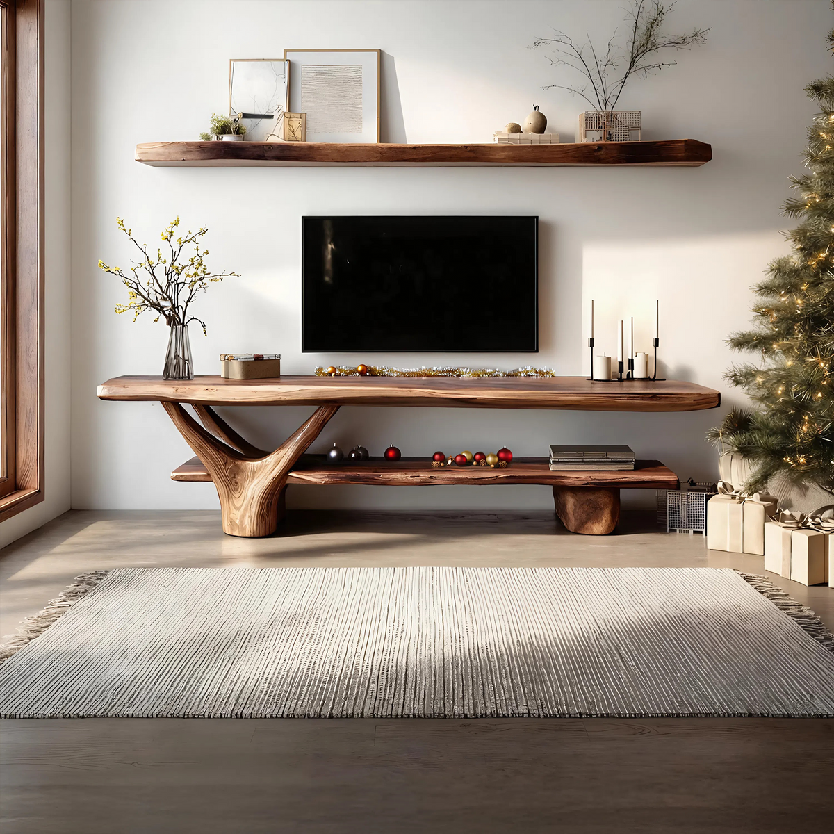 Live Edge TV Console, solid wood, built to order