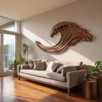 Abstract Ocean Wave Wall Sculpture, solid wood, built to order