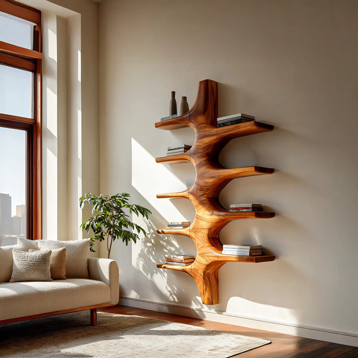 Sculptural Mounted Floating Bookshelf