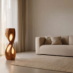 Organic Sculptural Twisted Floor Lamp, solid wood, built to order