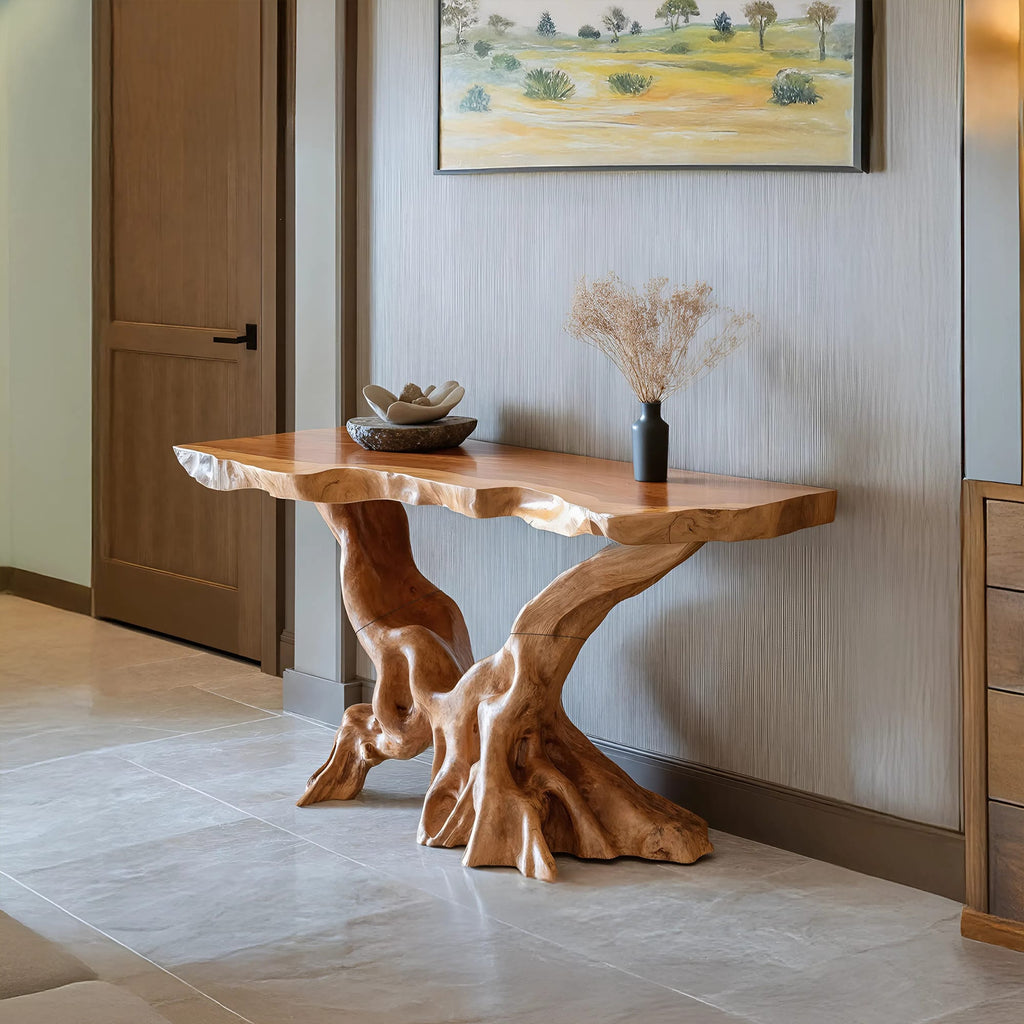 Mid Century Live Edge Sofa Console Table