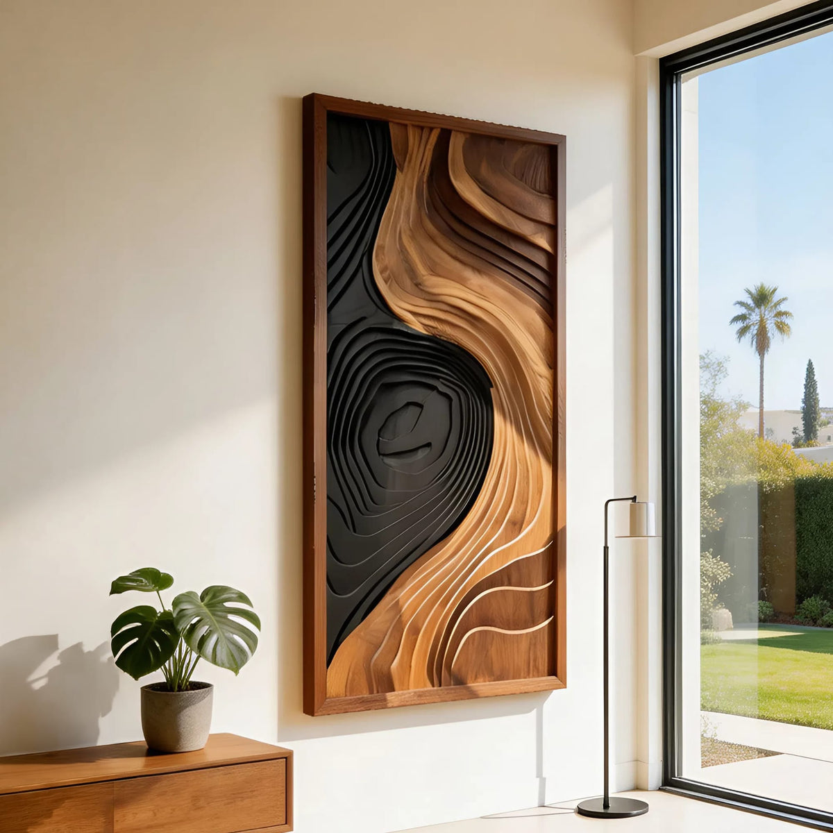 Contemporary Abstract Wall Art Panel, solid wood, built to order