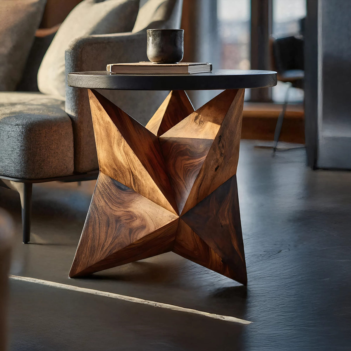 Solid Pedestal Side Table