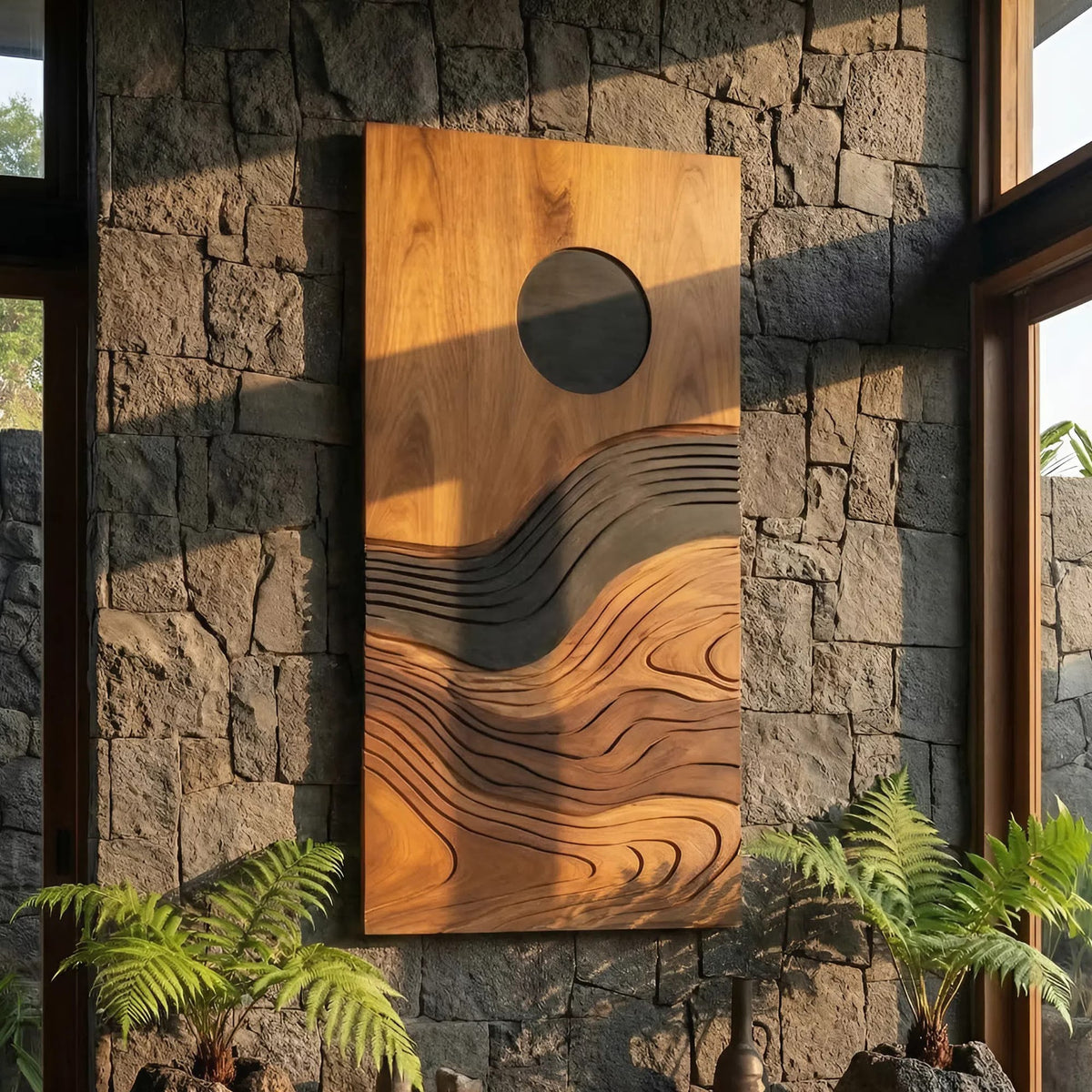 Contemporary Flowing Wall Decor, solid wood, built to order
